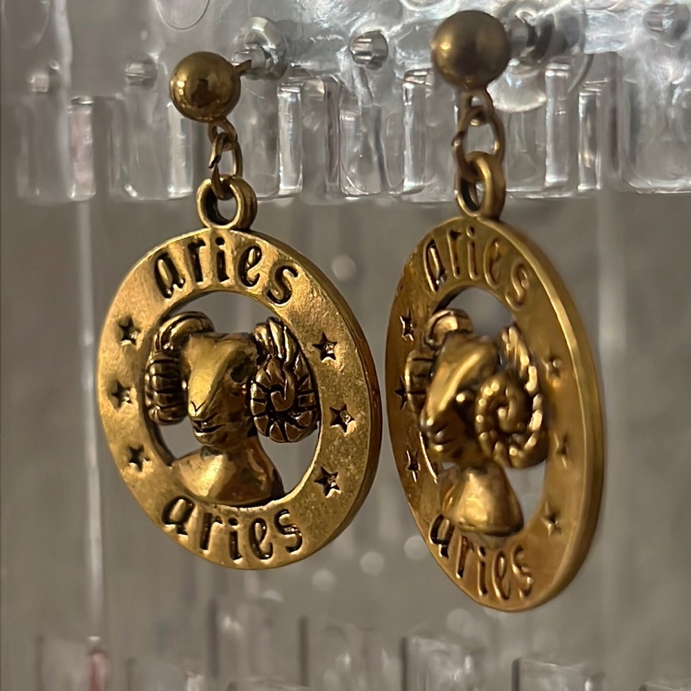 Zodiac Aries earrings vintage